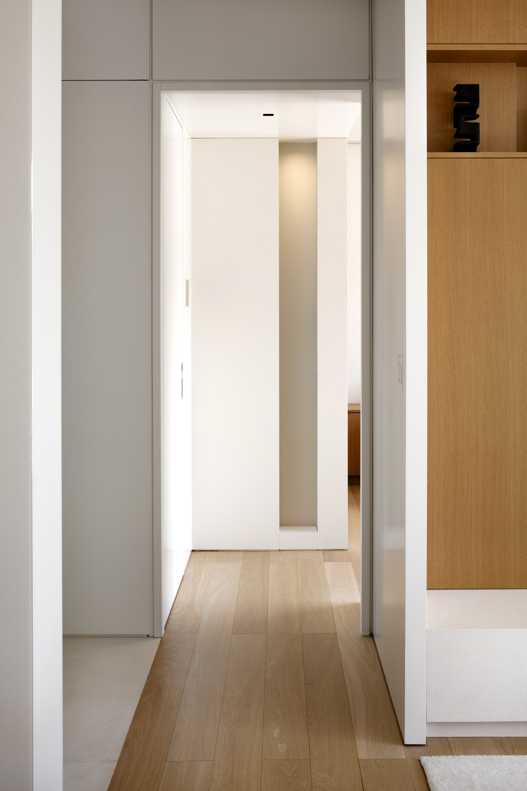 Logan Penthouse — hallway with wood floor and daylight